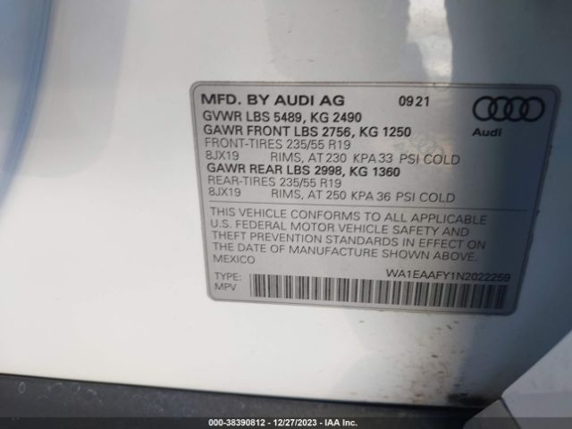 Photo 8 VIN: WA1EAAFY1N2022259 - AUDI Q5 