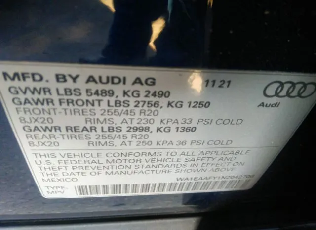 Photo 8 VIN: WA1EAAFY1N2042706 - AUDI Q5 