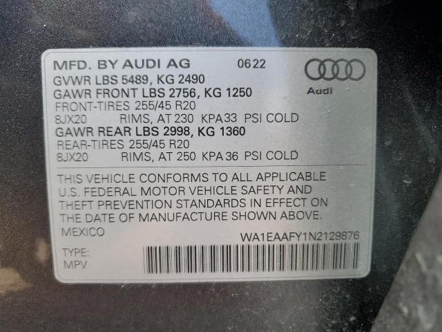 Photo 11 VIN: WA1EAAFY1N2129876 - AUDI Q5 PREMIUM 