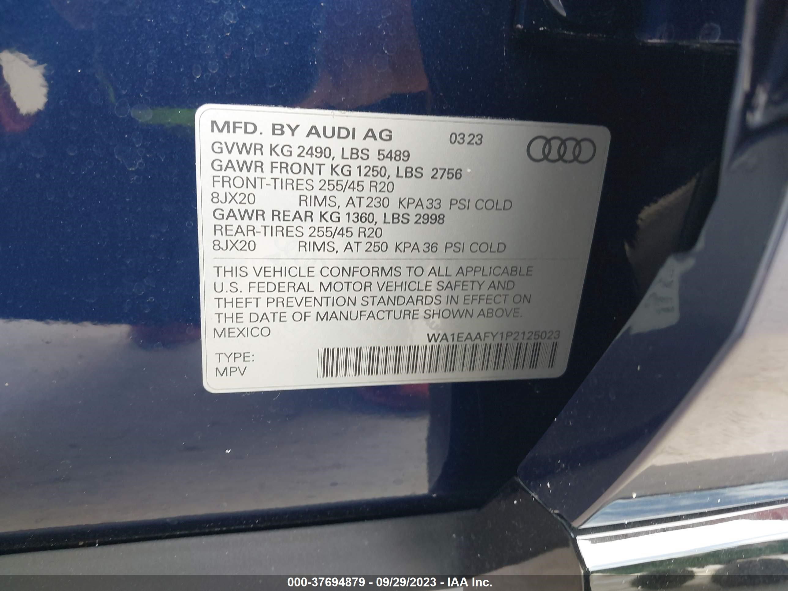 Photo 8 VIN: WA1EAAFY1P2125023 - AUDI Q5 