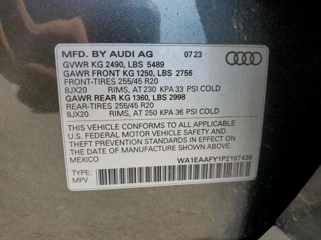 Photo 12 VIN: WA1EAAFY1P2197436 - AUDI Q5 PREMIUM 