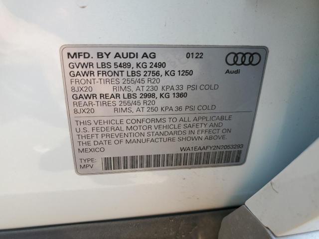 Photo 9 VIN: WA1EAAFY2N2053293 - AUDI Q5 PREMIUM 