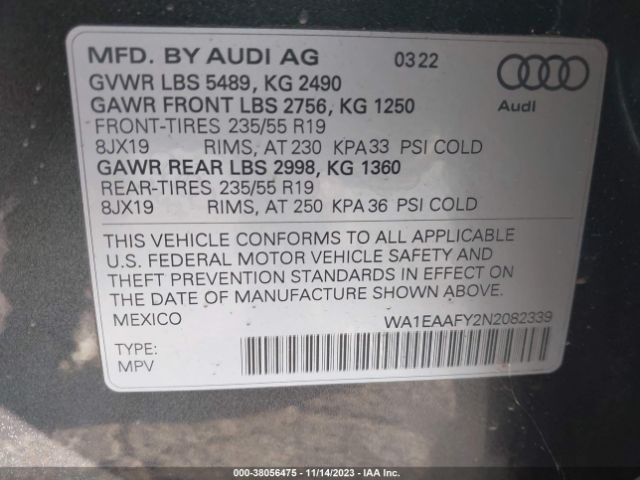 Photo 8 VIN: WA1EAAFY2N2082339 - AUDI Q5 