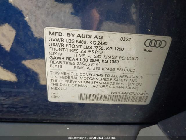 Photo 8 VIN: WA1EAAFY2N2094975 - AUDI Q5 