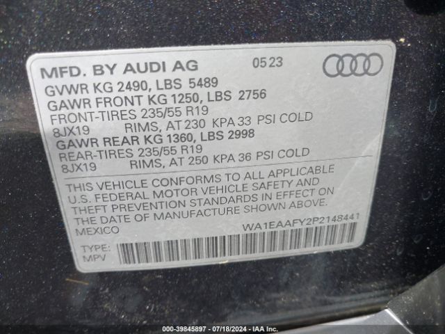 Photo 8 VIN: WA1EAAFY2P2148441 - AUDI Q5 