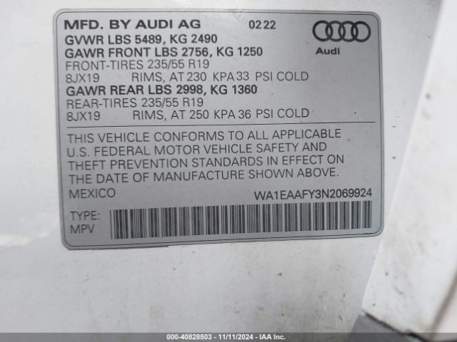 Photo 8 VIN: WA1EAAFY3N2069924 - AUDI Q5 