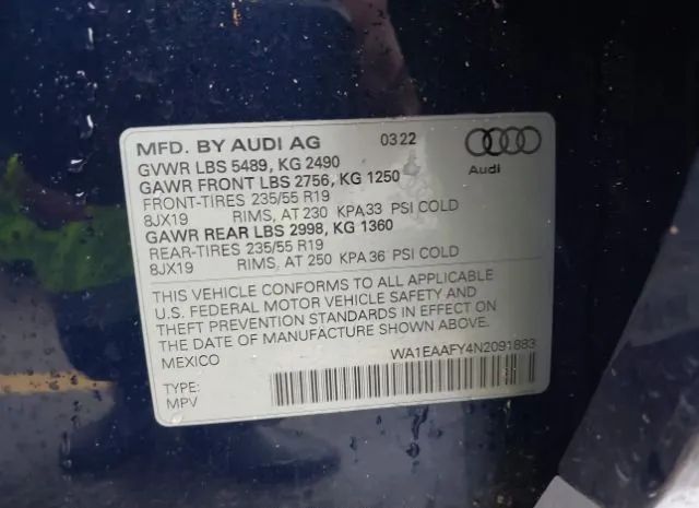 Photo 8 VIN: WA1EAAFY4N2091883 - AUDI Q5 