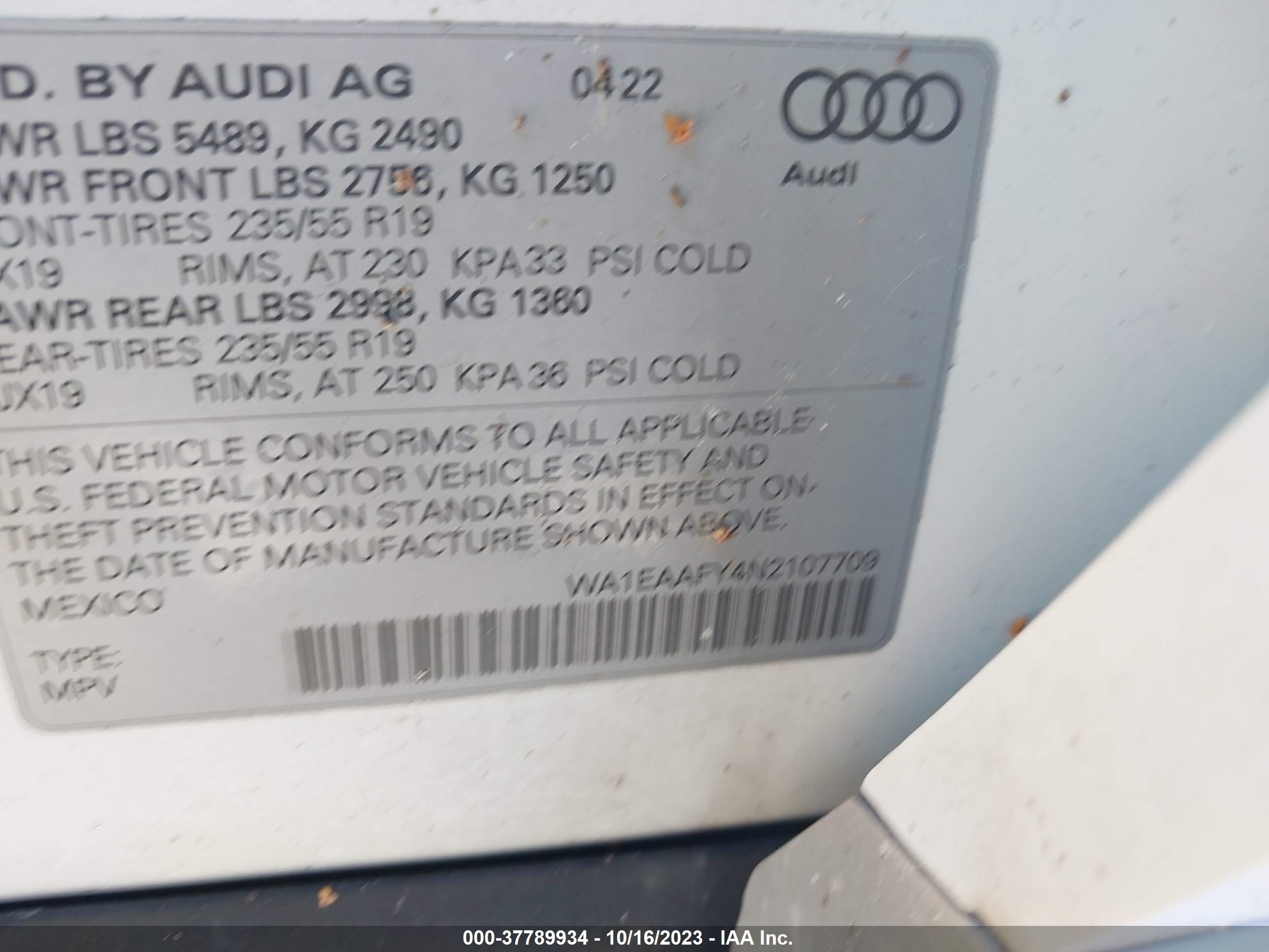 Photo 8 VIN: WA1EAAFY4N2107709 - AUDI Q5 