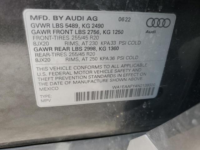 Photo 12 VIN: WA1EAAFY4N2139320 - AUDI Q5 PREMIUM 