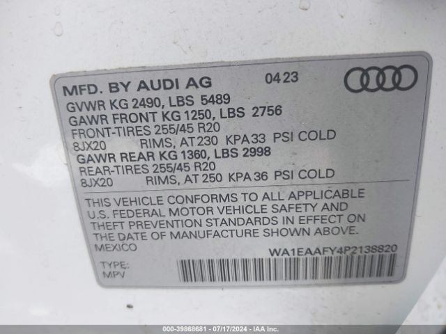 Photo 8 VIN: WA1EAAFY4P2138820 - AUDI Q5 