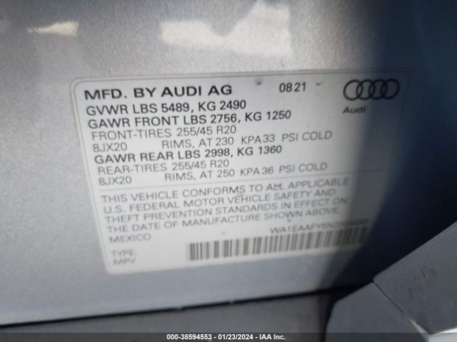 Photo 8 VIN: WA1EAAFY5N2004458 - AUDI Q5 