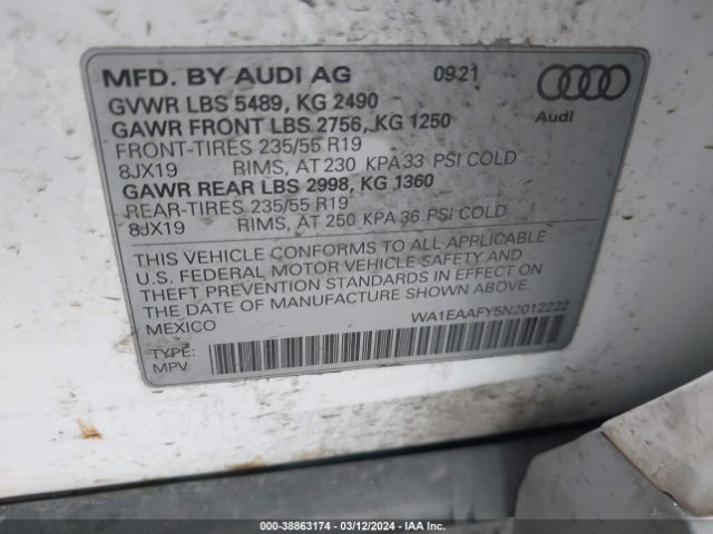 Photo 8 VIN: WA1EAAFY5N2012222 - AUDI Q5 