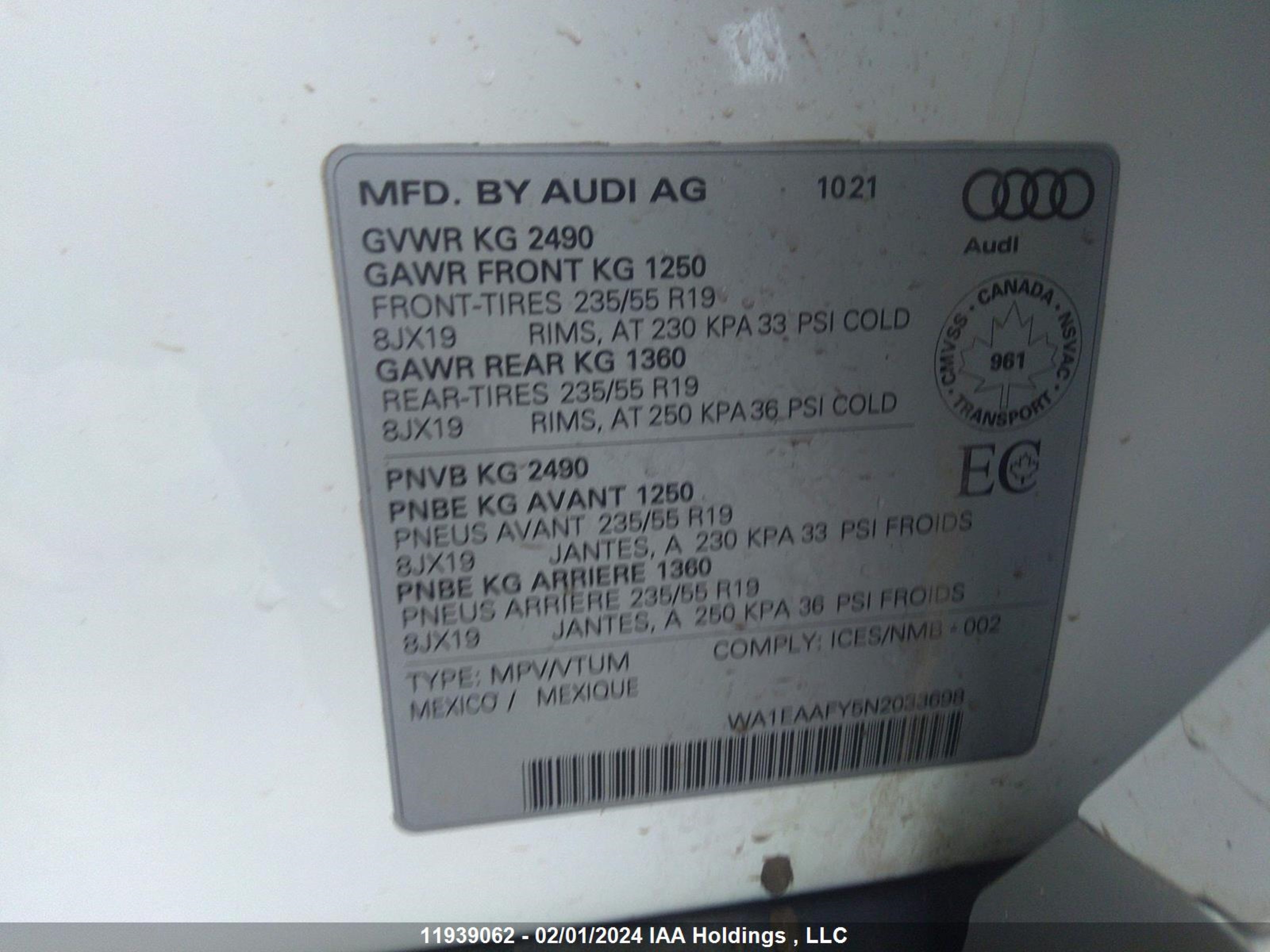 Photo 8 VIN: WA1EAAFY5N2033698 - AUDI Q5 