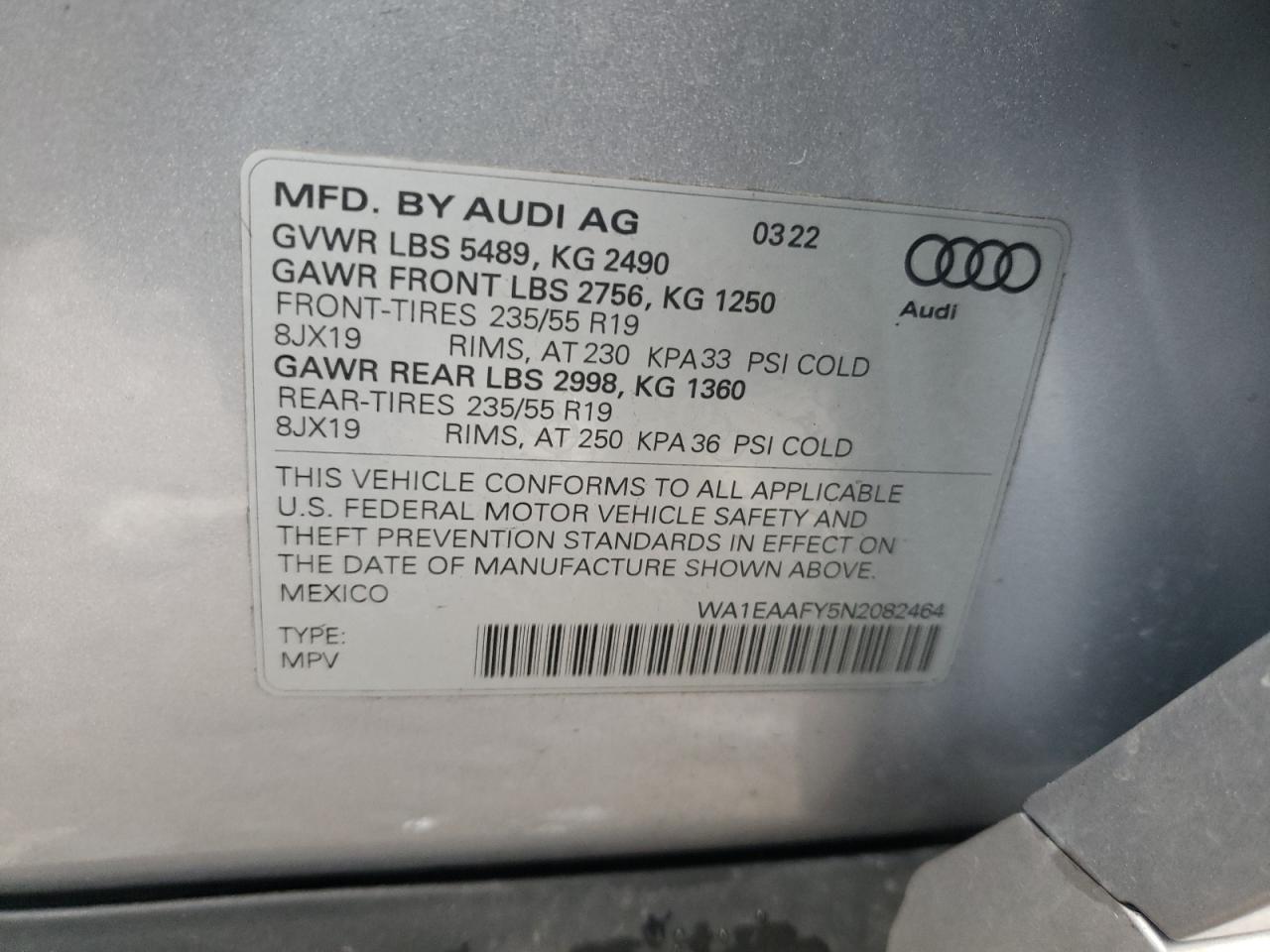 Photo 12 VIN: WA1EAAFY5N2082464 - AUDI Q5 