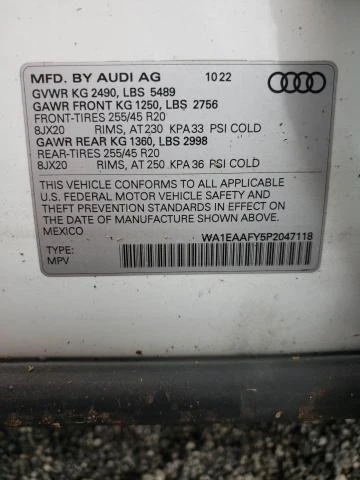 Photo 13 VIN: WA1EAAFY5P2047118 - AUDI Q5 PREMIUM 