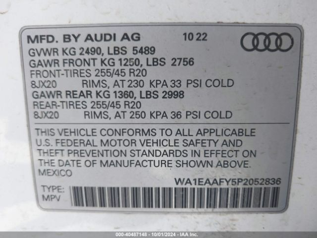 Photo 8 VIN: WA1EAAFY5P2052836 - AUDI Q5 