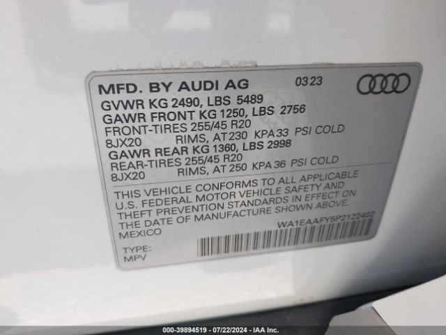 Photo 8 VIN: WA1EAAFY5P2122402 - AUDI Q5 