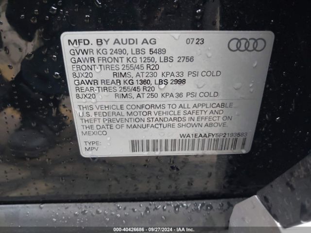 Photo 8 VIN: WA1EAAFY5P2193583 - AUDI Q5 