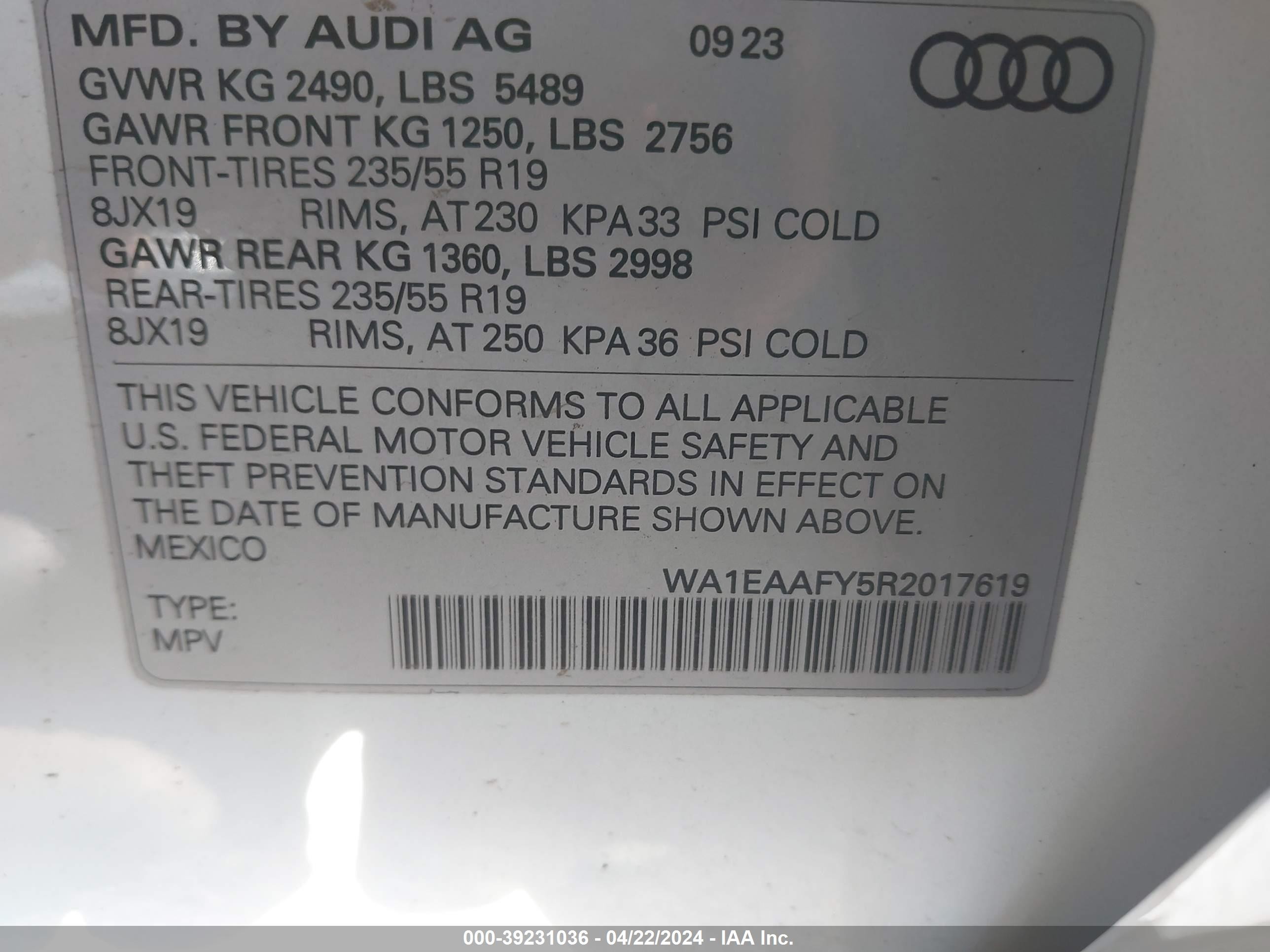 Photo 8 VIN: WA1EAAFY5R2017619 - AUDI Q5 