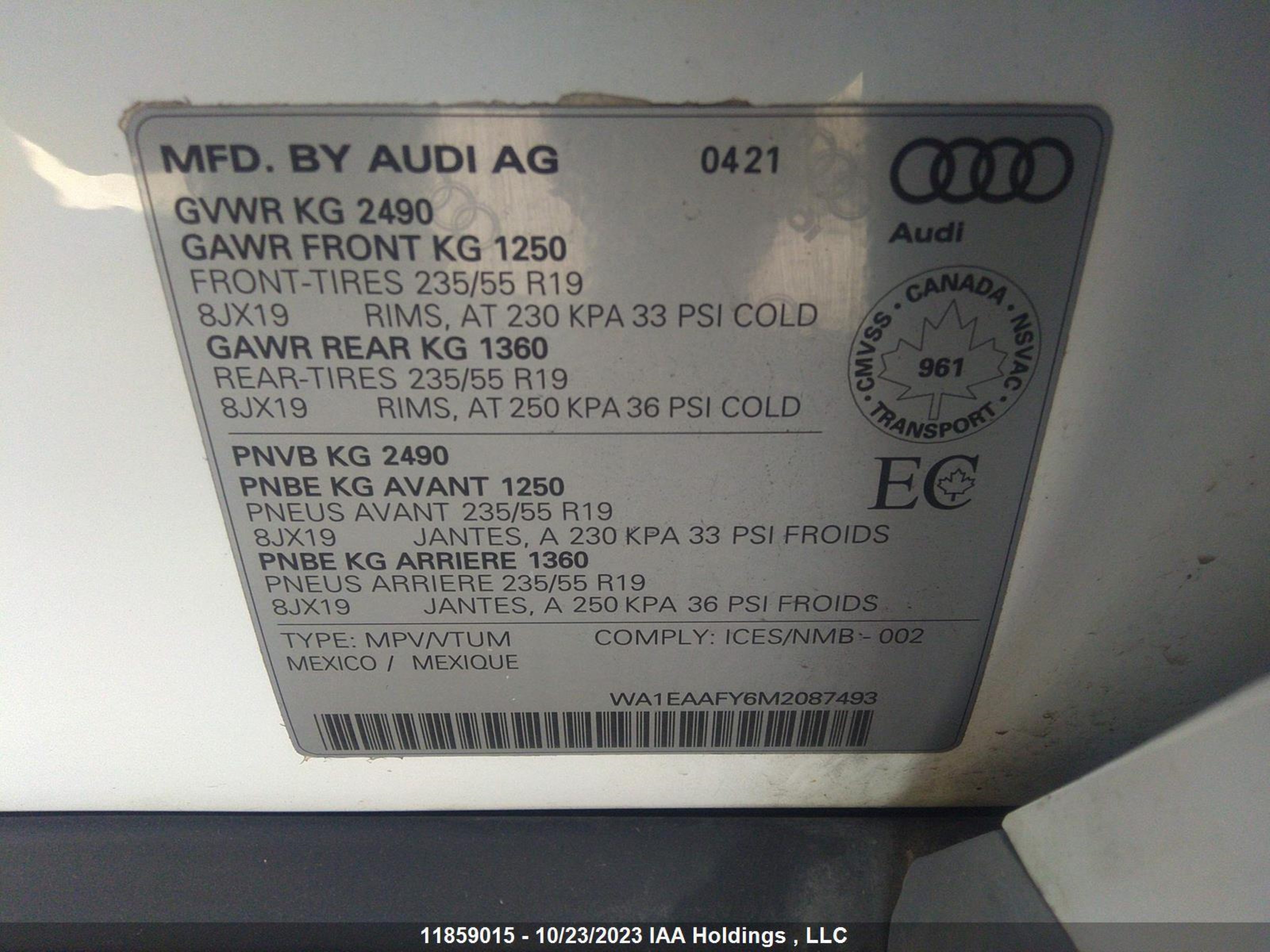 Photo 8 VIN: WA1EAAFY6M2087493 - AUDI Q5 