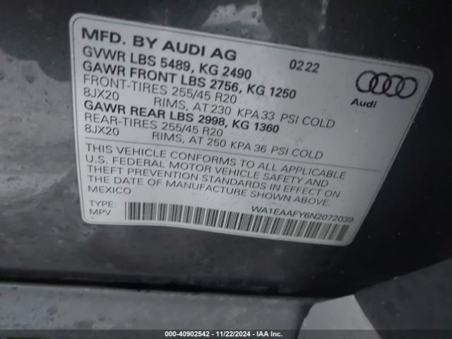 Photo 8 VIN: WA1EAAFY6N2072039 - AUDI Q5 