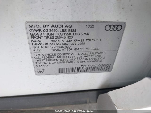 Photo 8 VIN: WA1EAAFY6P2039027 - AUDI Q5 