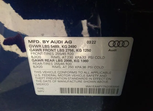 Photo 8 VIN: WA1EAAFY7N2083986 - AUDI Q5 