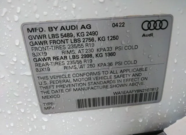 Photo 8 VIN: WA1EAAFY8N2107812 - AUDI Q5 