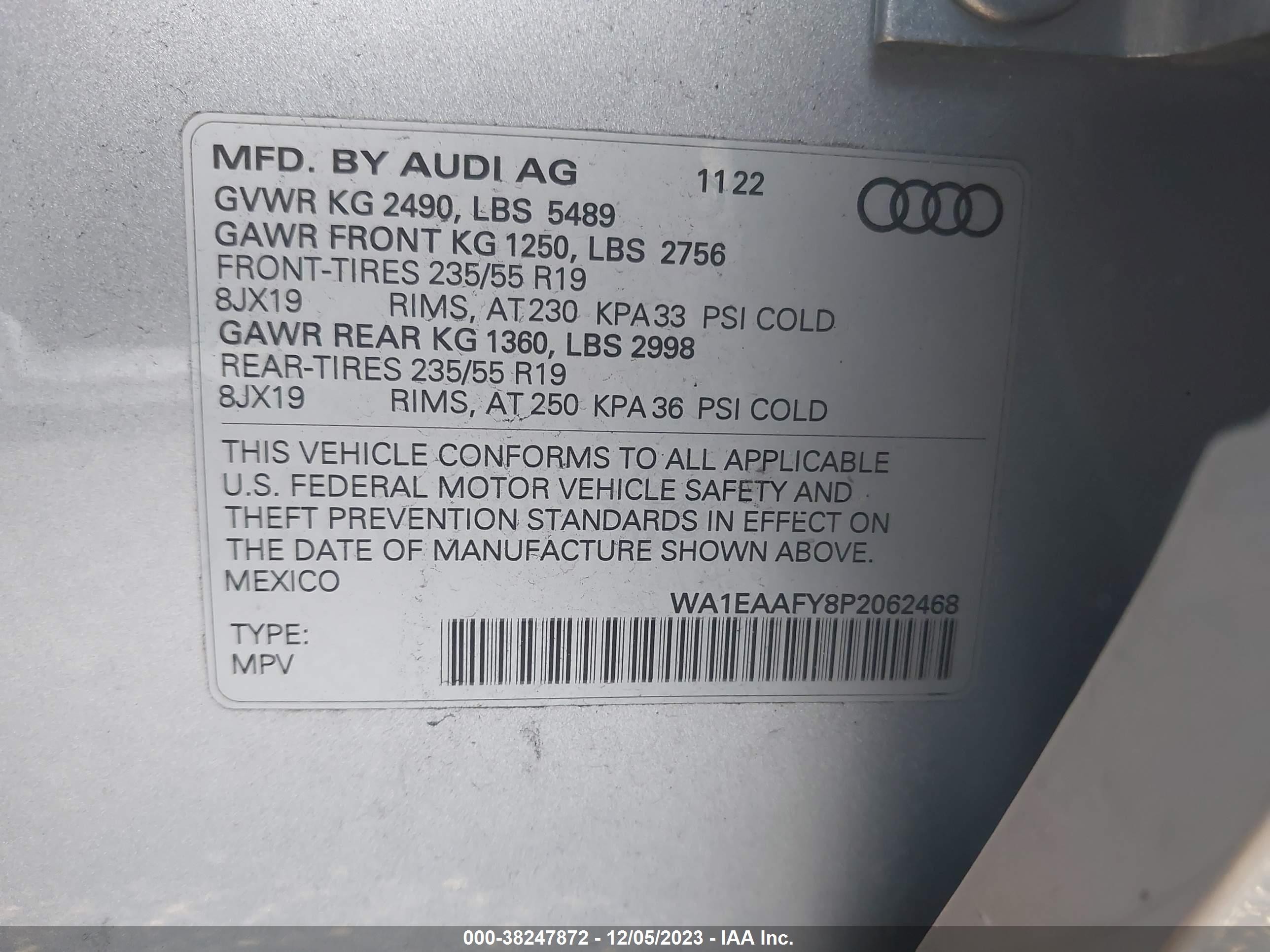 Photo 8 VIN: WA1EAAFY8P2062468 - AUDI Q5 