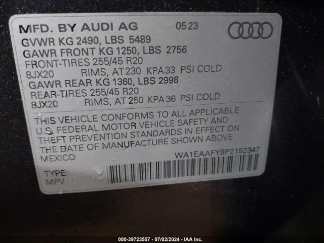 Photo 8 VIN: WA1EAAFY8P2152347 - AUDI Q5 