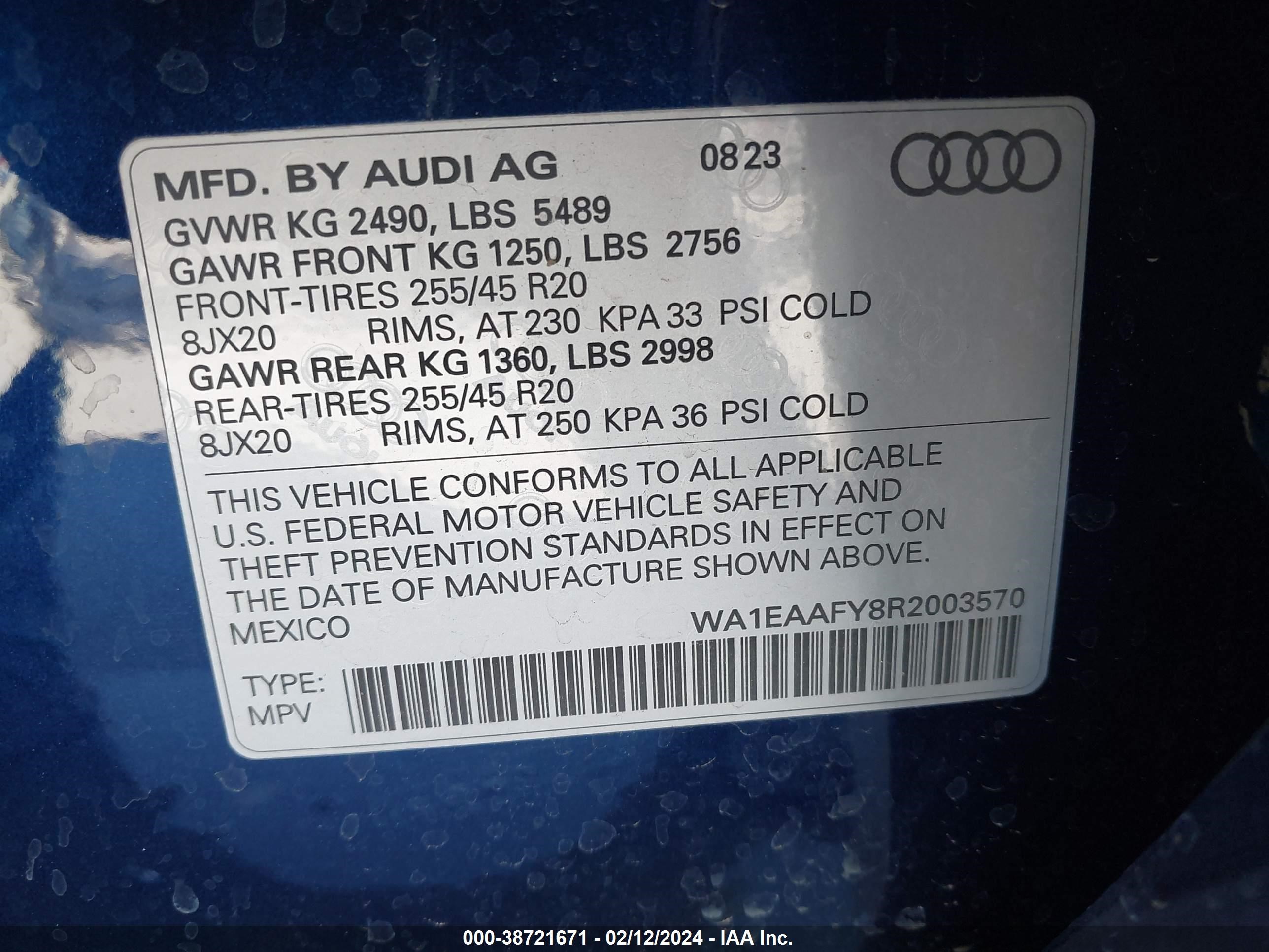 Photo 8 VIN: WA1EAAFY8R2003570 - AUDI Q5 