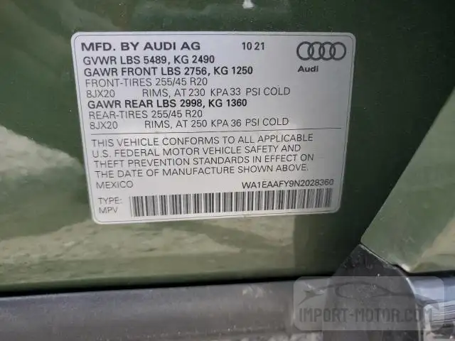 Photo 13 VIN: WA1EAAFY9N2028360 - AUDI Q5 