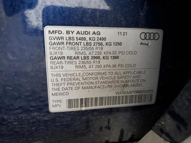 Photo 12 VIN: WA1EAAFY9N2042033 - AUDI Q5 PREMIUM 