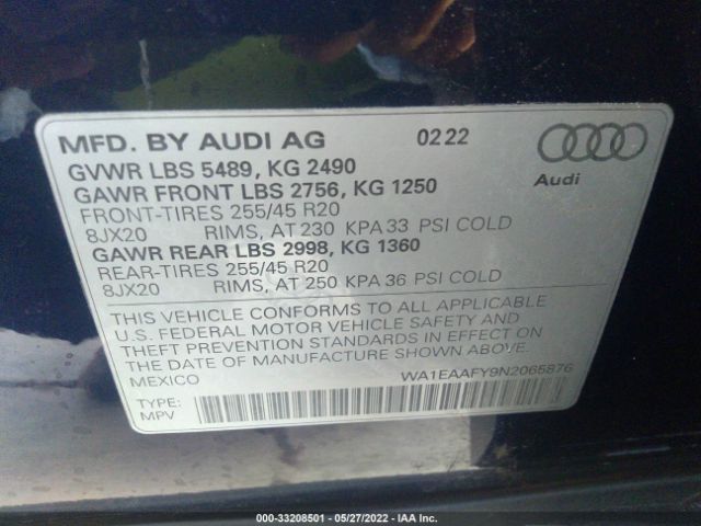 Photo 8 VIN: WA1EAAFY9N2065876 - AUDI Q5 