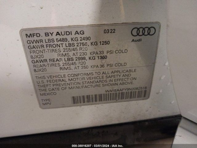 Photo 8 VIN: WA1EAAFY9N2082516 - AUDI Q5 