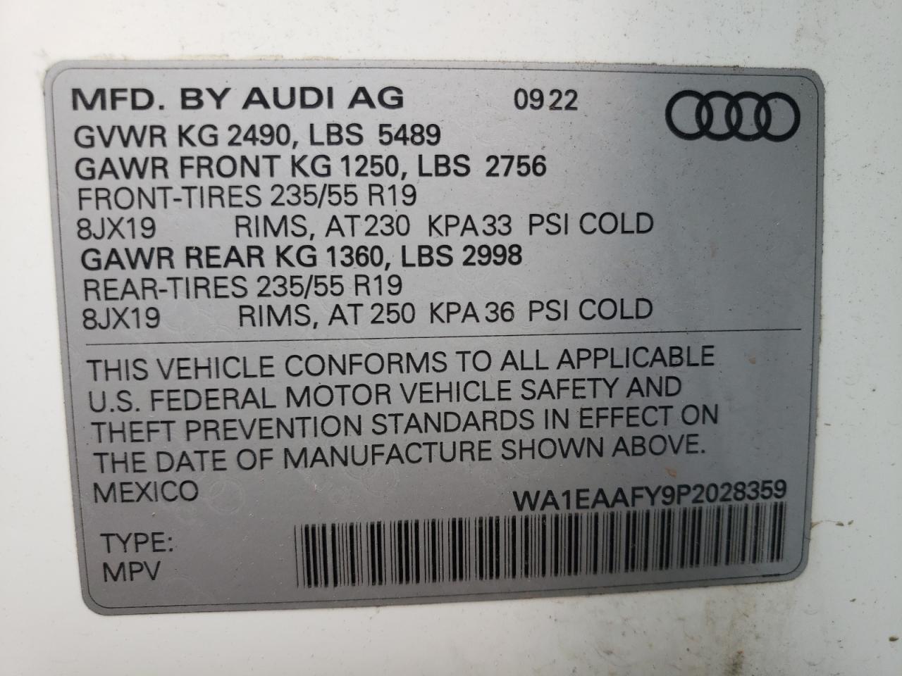 Photo 13 VIN: WA1EAAFY9P2028359 - AUDI Q5 