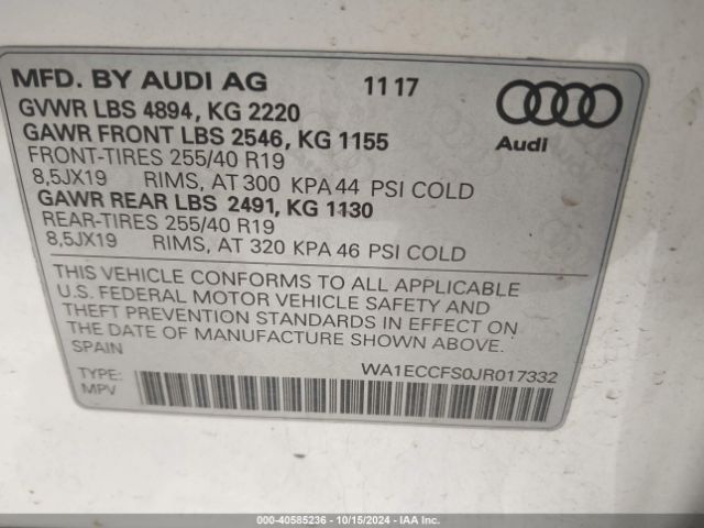 Photo 8 VIN: WA1ECCFS0JR017332 - AUDI Q3 