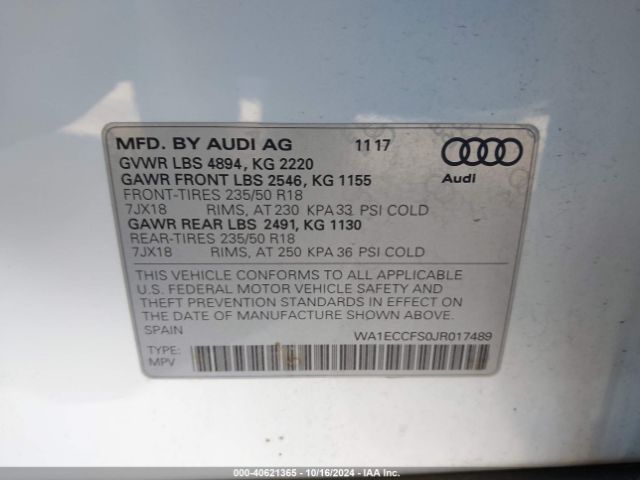 Photo 8 VIN: WA1ECCFS0JR017489 - AUDI Q3 