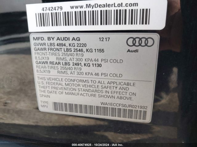 Photo 8 VIN: WA1ECCFS0JR021932 - AUDI Q3 