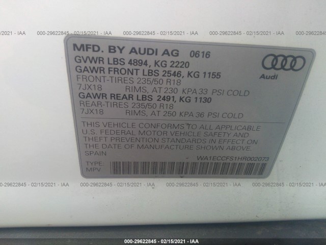 Photo 8 VIN: WA1ECCFS1HR002073 - AUDI Q3 