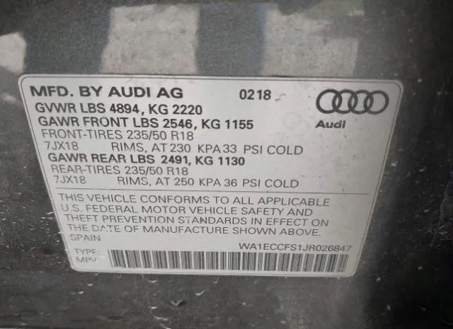 Photo 8 VIN: WA1ECCFS1JR026847 - AUDI Q3 