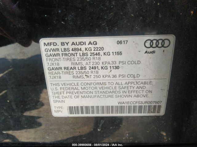 Photo 8 VIN: WA1ECCFS3JR007507 - AUDI Q3 