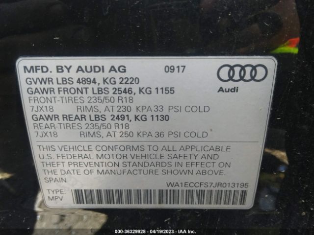 Photo 8 VIN: WA1ECCFS7JR013195 - AUDI Q3 