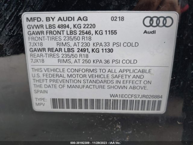 Photo 8 VIN: WA1ECCFS7JR026884 - AUDI Q3 