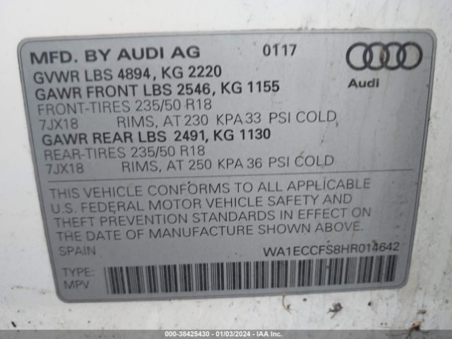 Photo 8 VIN: WA1ECCFS8HR014642 - AUDI Q3 