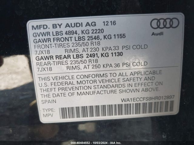 Photo 8 VIN: WA1ECCFS9HR012897 - AUDI Q3 