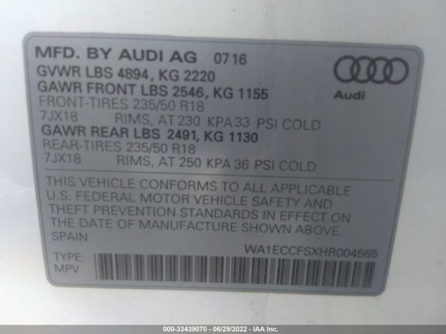 Photo 8 VIN: WA1ECCFSXHR004565 - AUDI Q3 