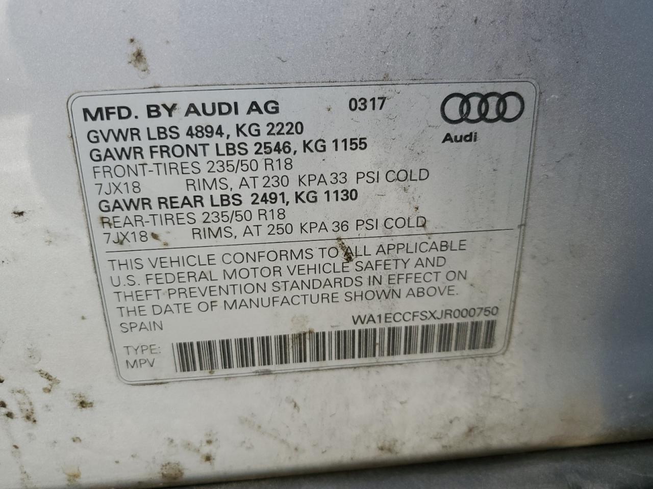 Photo 13 VIN: WA1ECCFSXJR000750 - AUDI Q3 