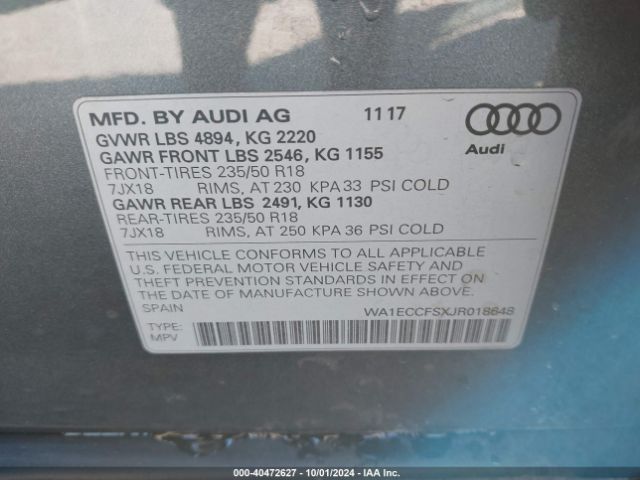 Photo 8 VIN: WA1ECCFSXJR018648 - AUDI Q3 