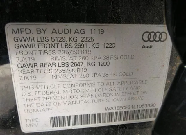 Photo 8 VIN: WA1EECF31L1053390 - AUDI Q3 